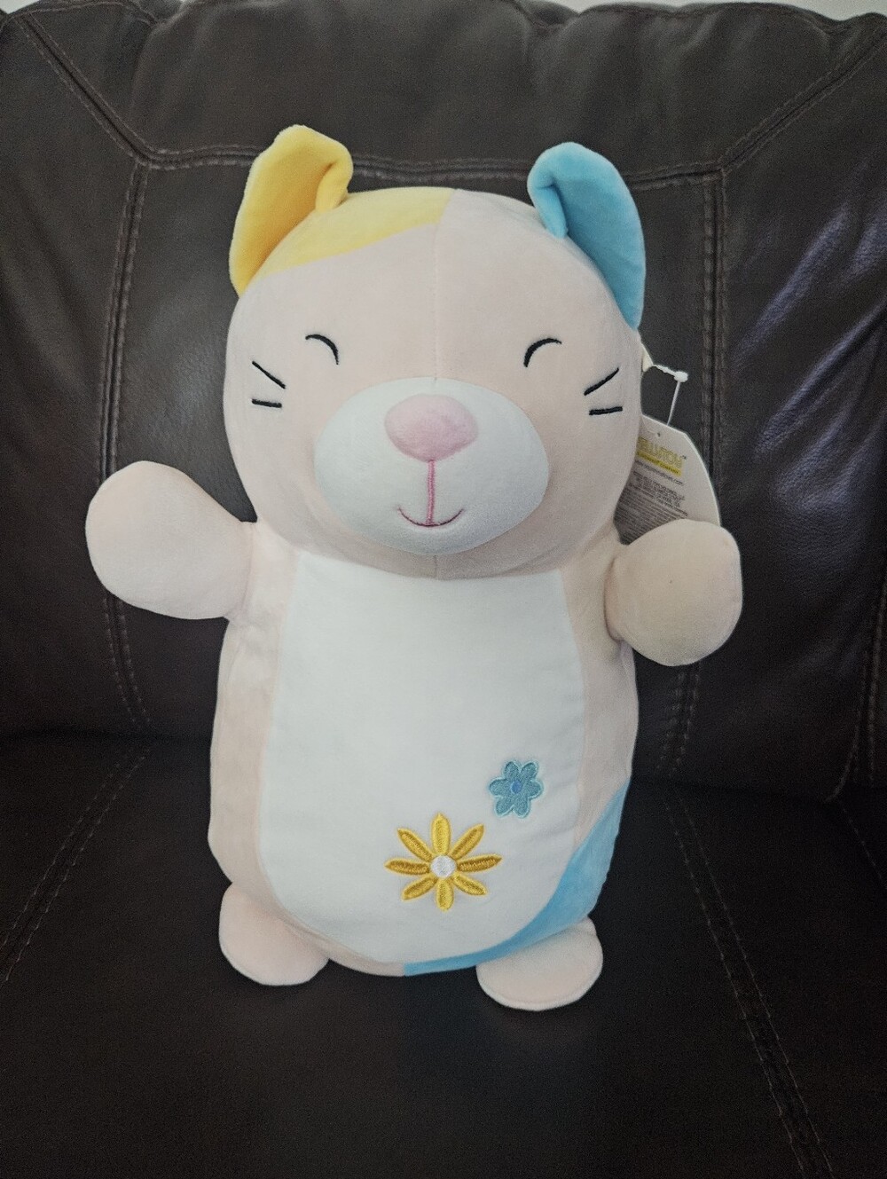 Squishmallows Pastel Cat Plush with Yellow and Blue Accents